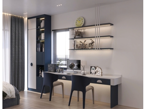 Phòng ngủ 2 góc học tập cho 2 bé trai